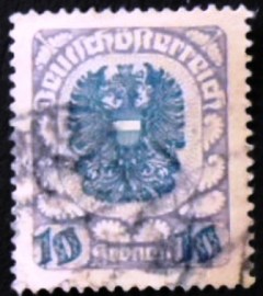 Selo postal da Áustria de 1921 Coat of arms 10 y