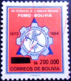 Selo postal da Bolívia de 1986 National Work Education Service Emblem