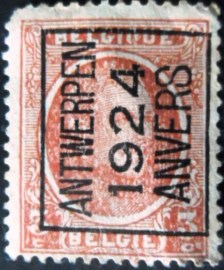 Selo postal da Bélgica de 1924 Precanceled King Albert I type Houyoux