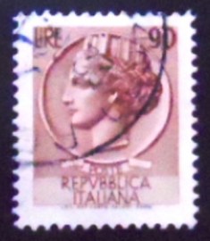 Selo postal da Itália de 1958 Coin of Syracuse