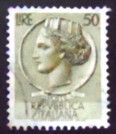 Selo postal da Itália de 1958 Coin of Syracuse 50