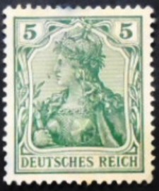Selo postal da Alemanha Reich de 1905 Germania inscr DEUTSCHES REICH