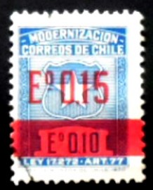 Selo postal do Chile de 1972 Postal overprint 15c on 10c red