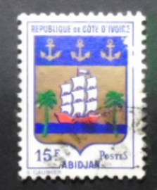 Selo postal da Costa do Marfim de 1969 Coat of Abidjan