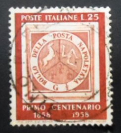 Selo postal da Itália de 1958 Naples ½ Grano Stamp of 1858