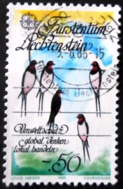 Selo postal de Liechtenstein de 1986 Barn Swallow