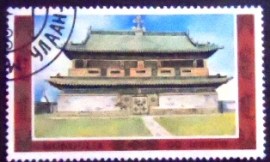 Selo postal da Mongólia de 1986 Traditional building