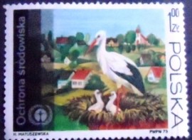 Selo postal da Polônia de 1973 White Stork's Nest