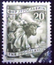 Selo postal da Iugoslávia de 1951 Farmwoman with cattle