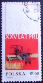 Selo postal da Polônia de 1969 Combine harvester