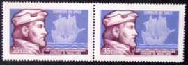 Par de selos postais do Chile de 1971 Fernando Magallanes