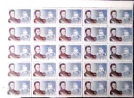 Folha de selos postais do Chile de 1971 Bernardo O'Higgins