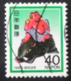Selo postal do Japão de 1982 Kintaro on Wild Boar
