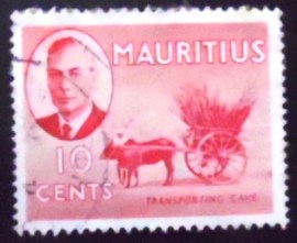 Selo postal das Ilhas Maurício de 1950 Transporting sugar canes