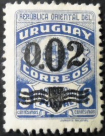 Selo postal do Uruguai de 1948 Franchise Stamps Overprinted