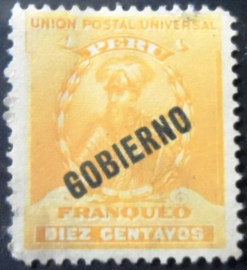 Selo postal do Peru de 1896 GOBIERNO on Francisco Pizarro