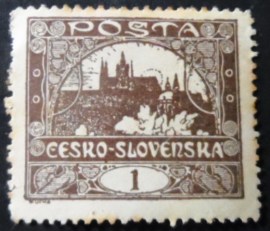 Selo postal da Tchecoslováquia de 1919 Prague Castle