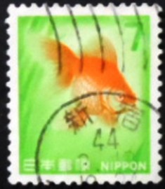 Selo postal do Japão de 1966 Goldfish