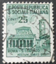 Selo postal da Itália de 1944 Basilica of San Lorenzo