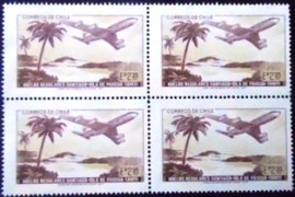 Quadra de selos postais do Chile de 1971 Boeing 707