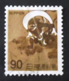 Selo postal do Japão de 1966 Wind God of Sōtatsu Yawaraya