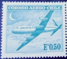Selo postal Correio Aéreo do Chile de 1963 Douglas DC6