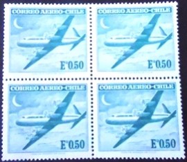 Quadra de selos postais do Chile de 1963 Douglas DC6
