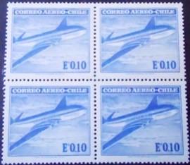 Quadra de selos postais do do Chile de 1967 Comet Airliner