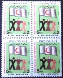 Quadra de selos do Iran de 1984 Flag of the Red Crescent