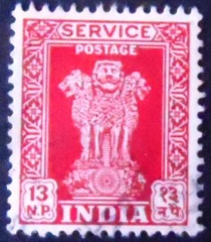 Selo postal da Índia de 1957 Capital of Asoka Pillar 13