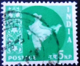 Selo postal da Índia de 1957 Map of India  5