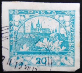 Selo postal da Tchecoslováquia de 1918 Prague Castle