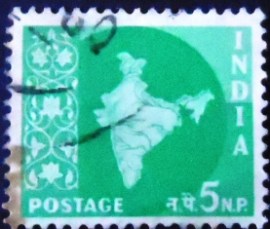 Selo postal da Índia de 1958 Map of India 5