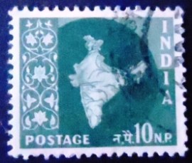Selo postal da Índia de 1958 Map of India 10