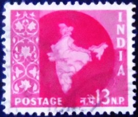 Selo postal da Índia de 1957 Map of India 13