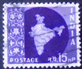 Selo postal da Índia de 1958 Map of India 15