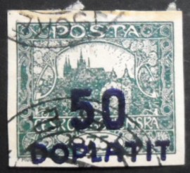 Selo postal da Tchecoslováquia de 1922 Prague Castle