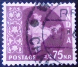 Selo postal da Índia de 1959 Map of India 75