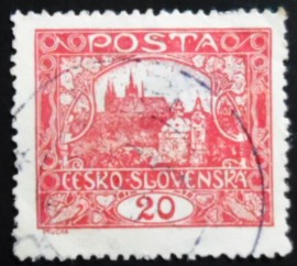 Selo postal da Tchecoslováquia de 1920 Prague Castle