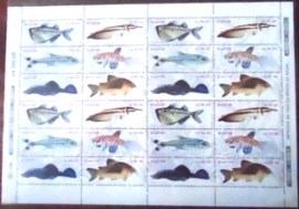 Folha de selos postais do Brasil de 1988 Peixes de Água Doce