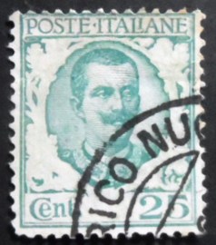 Selo postal da Itália de 1926 Vittorio Emanuele III 25