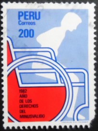 Selo postal do Peru de 1982 Man on Wheelchair
