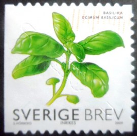 Selo postal da Suécia de 2009 Basil Ocimum basilicum