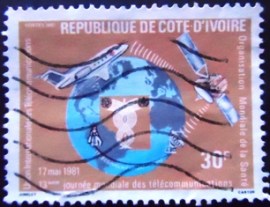 Selo postal da Costa do Marfim de 1981 13th World Telecommunications Day