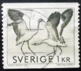 Selo postal da Suécia de 1968 Common Crane