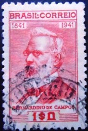Selo postal do Brasil de 1942 Bernardino de Campos