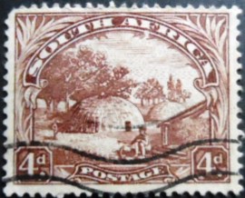 Selo postal da África do Sul de 1932 Native Kraal 4 South