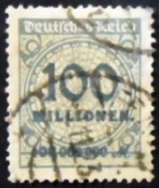 Selo da Alemanha Reich de 1923 Value in Millionen 100
