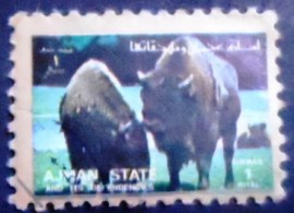 Selo postal de Ajman de 1973 European Bison