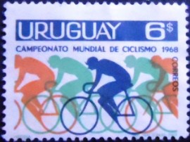 Selo postal do Uruguai de 1969 Cycling Athletes on Track